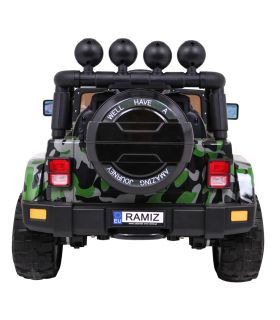 Voiture électrique 2 places 12V Jeep Mega Fulltime Militaire - Pack Luxe