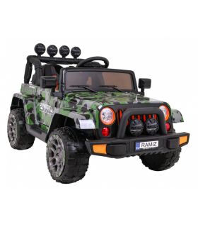 Voiture électrique 2 places 12V Jeep Mega Fulltime Militaire - Pack Luxe