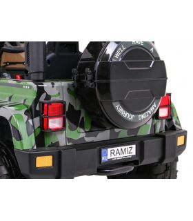 Voiture électrique 2 places 12V Jeep Mega Fulltime Militaire - Pack Luxe