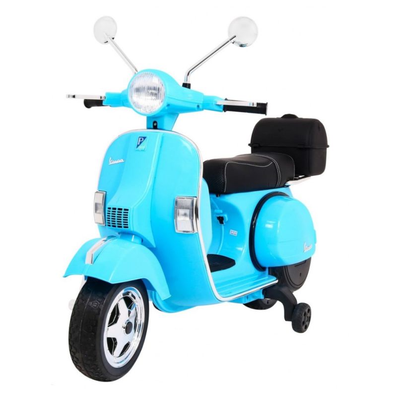 Scooter electrique 12v vespa bleu - pack luxe