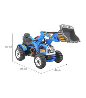 Tracteur Pelleteuse Kingdom 12 Volts Bleu