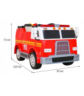 Camion électrique 2 places 12V Pompier Rouge - Pack Luxe