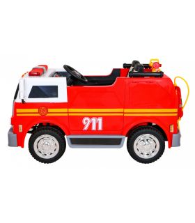 Camion électrique 2 places 12V Pompier Rouge - Pack Luxe