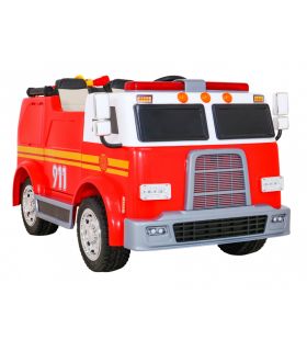 Camion électrique 2 places 12V Pompier Rouge - Pack Luxe