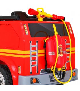 Camion électrique 2 places 12V Pompier Rouge - Pack Luxe