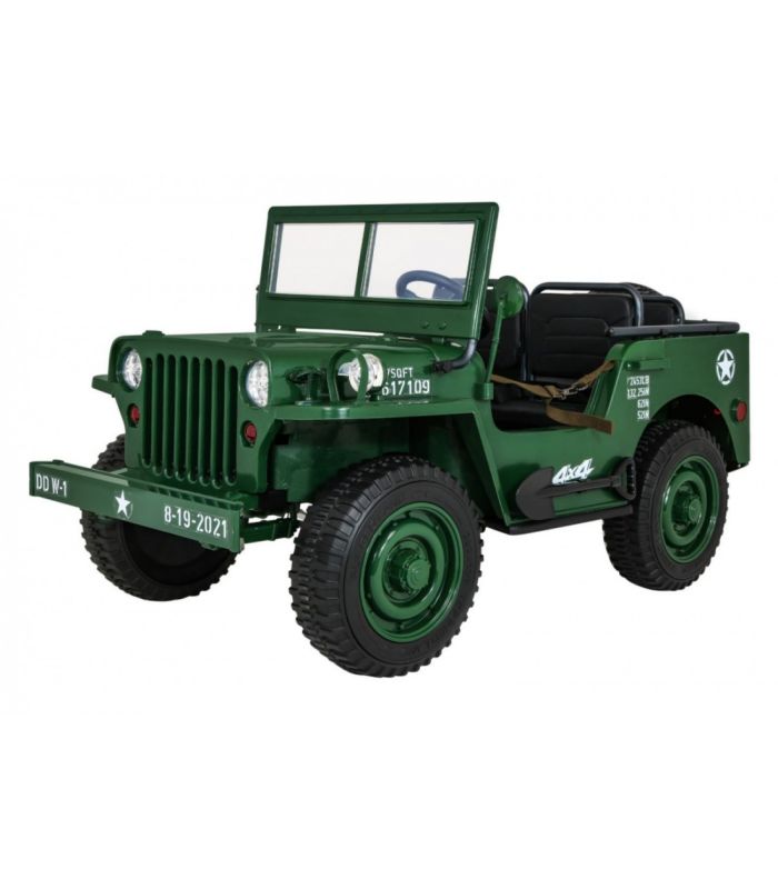 Voiture électrique 3 places 24V Jeep Willys Militaire - Pack Luxe