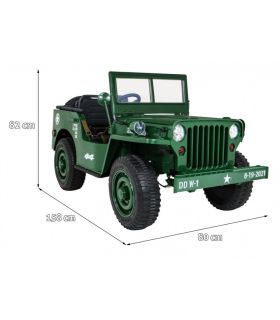 Voiture électrique 3 places 24V Jeep Willys Militaire - Pack Luxe