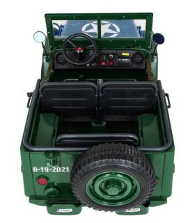 Voiture électrique 3 places 24V Jeep Willys Militaire - Pack Luxe