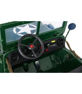 Voiture électrique 3 places 24V Jeep Willys Militaire - Pack Luxe