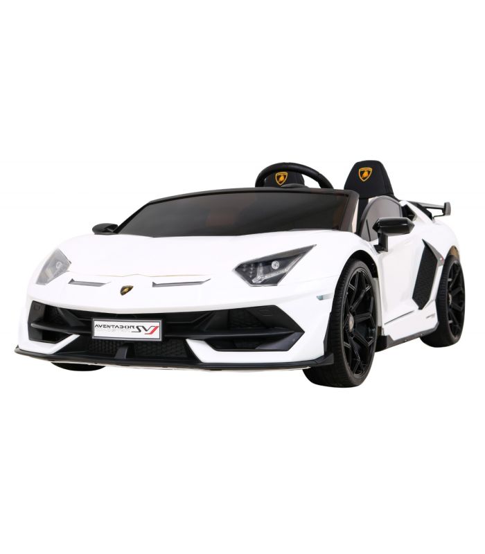 Voiture électrique 2 places 2 x 12V Lamborghini Aventador SVJ DRIFT Blanche - Pack Luxe