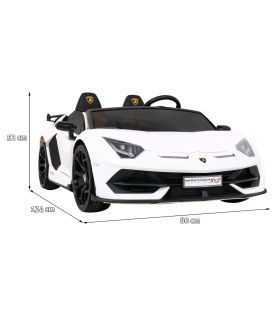 Voiture électrique 2 places 2 x 12V Lamborghini Aventador SVJ DRIFT Blanche - Pack Luxe