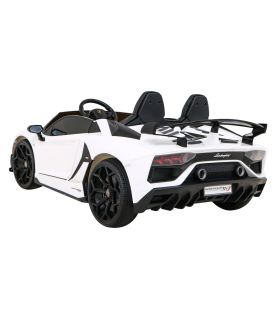 Voiture électrique 2 places 2 x 12V Lamborghini Aventador SVJ DRIFT Blanche - Pack Luxe