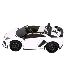 Voiture électrique 2 places 2 x 12V Lamborghini Aventador SVJ DRIFT Blanche - Pack Luxe