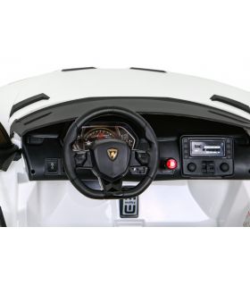 Voiture électrique 2 places 2 x 12V Lamborghini Aventador SVJ DRIFT Blanche - Pack Luxe