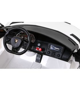 Voiture électrique 2 places 2 x 12V Lamborghini Aventador SVJ DRIFT Blanche - Pack Luxe