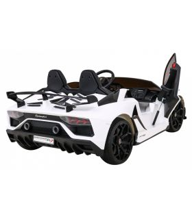 Voiture électrique 2 places 2 x 12V Lamborghini Aventador SVJ DRIFT Blanche - Pack Luxe