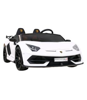Voiture électrique 2 places 2 x 12V Lamborghini Aventador SVJ DRIFT Blanche - Pack Luxe