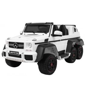 Voiture électrique 2 places 12V Mercedes G63 Blanche 6 roues - Pack Luxe