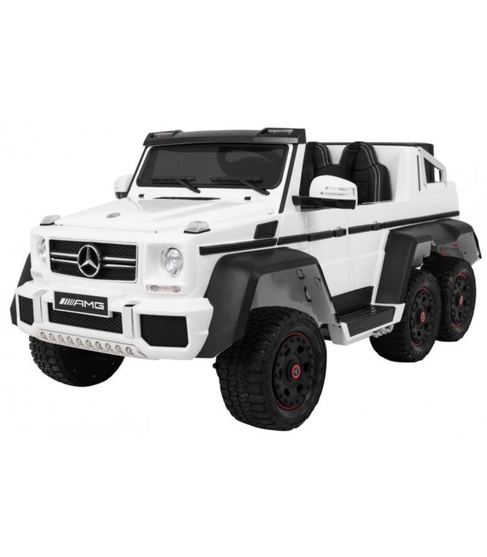 Voiture électrique 2 places 12V Mercedes G63 Blanche 6 roues - Pack Luxe