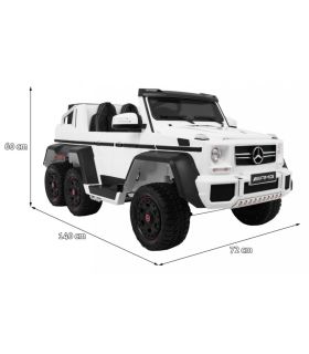 Voiture électrique 2 places 12V Mercedes G63 Blanche 6 roues - Pack Luxe