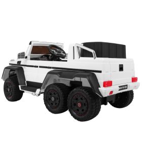 Voiture électrique 2 places 12V Mercedes G63 Blanche 6 roues - Pack Luxe