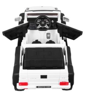Voiture électrique 2 places 12V Mercedes G63 Blanche 6 roues - Pack Luxe