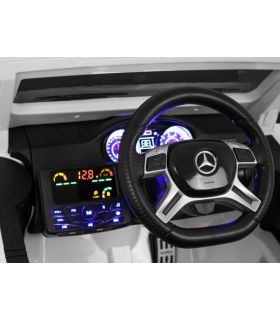 Voiture électrique 2 places 12V Mercedes G63 Blanche 6 roues - Pack Luxe