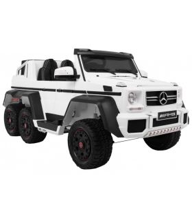 Voiture électrique 2 places 12V Mercedes G63 Blanche 6 roues - Pack Luxe