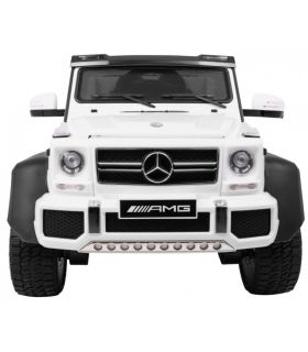 Voiture électrique 2 places 12V Mercedes G63 Blanche 6 roues - Pack Luxe