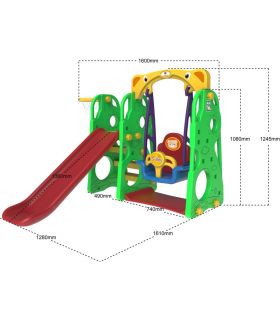 Toboggan + Balancoire + Basketball 3 en 1 Vert