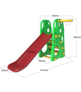 Toboggan + Balancoire + Basketball 3 en 1 Vert