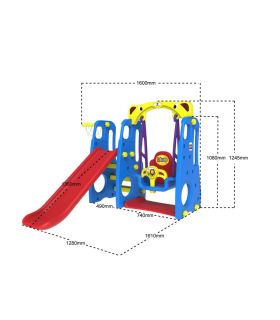 Toboggan + Balancoire + Basketball 3 en 1 Bleu