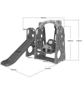 Toboggan + Balancoire + Basketball 3 en 1 Bleu