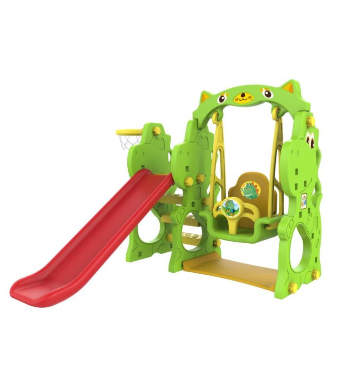 Toboggan + Balancoire + Basketball 3 en 1 Dino