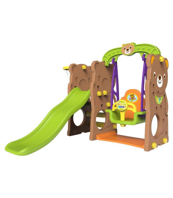 Toboggan + Balancoire + Basketball 3 en 1 Ours