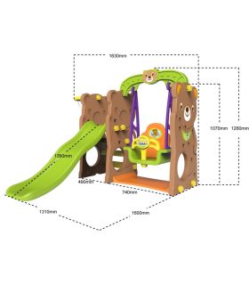 Toboggan + Balancoire + Basketball 3 en 1 Ours